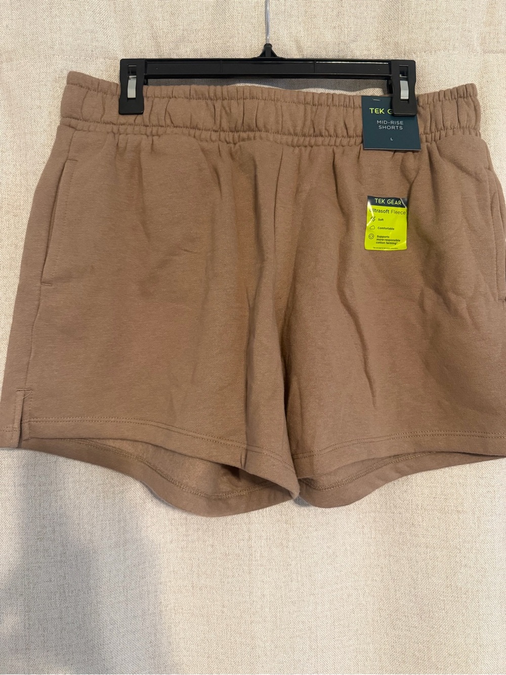 TEK GEAR Women's Mid-Rise Brown Fleece Shorts